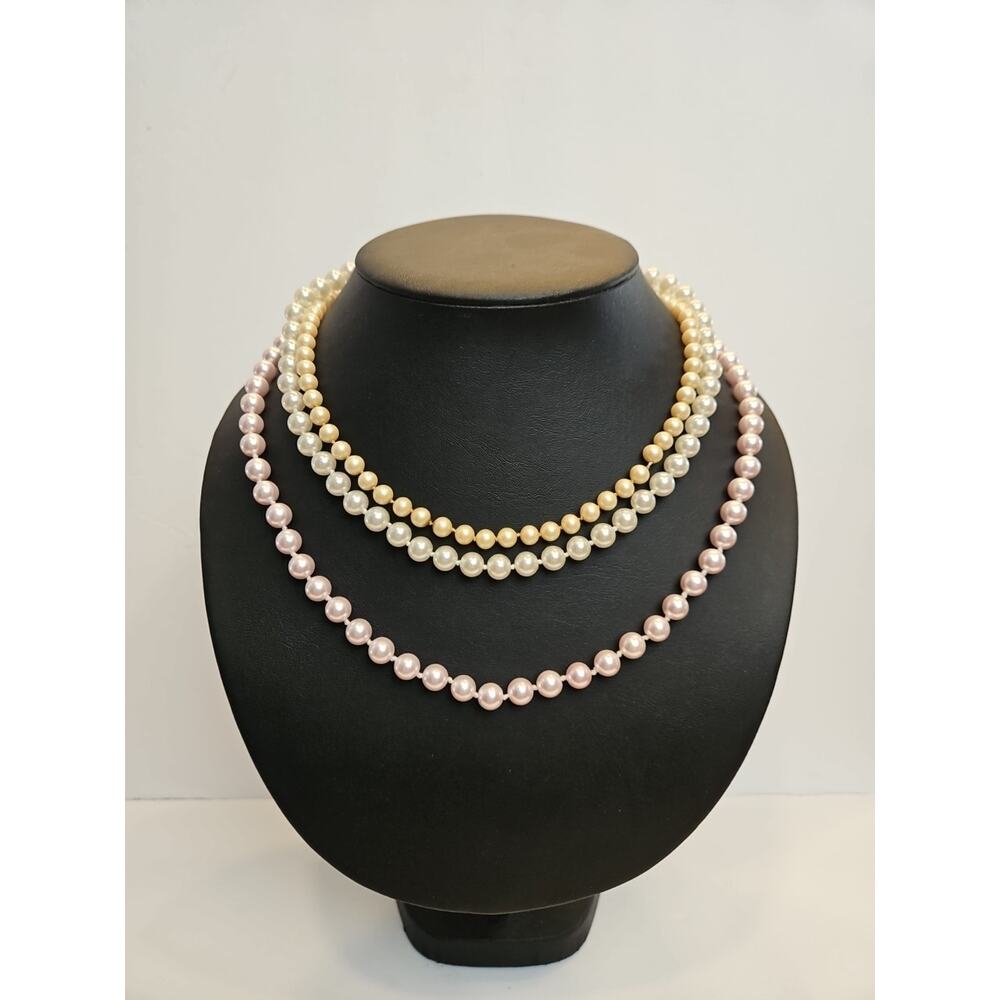 3 Vintage Faux pearls Necklaces Single-strand 18-24in‎